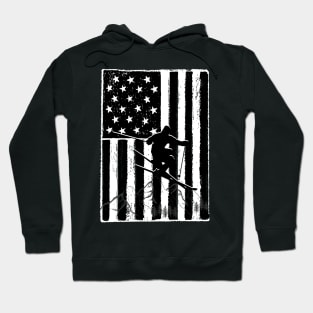 Vintage Skiing Us Flag Hoodie